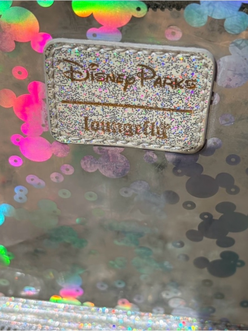 Disney Parks Loungefly Small Backpack Holographic Mickey Confetti Clear Glitter - Picture 3 of 14